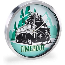 Volkswagen 1H2050810 Wall Clock VW T1 Bulli Bus Time to Get Out Retro 30 cm