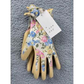 A New Day Garden Gloves Womens Small Medium Floral Print Ruffle Cuff Sustainable