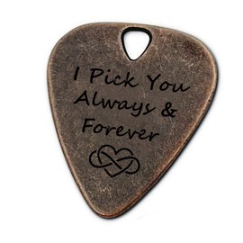 JUPPE Music Gifts For Him Her, Bronze I Pick You Always And Forever Guitar Pick Plectrum Anniversary Birthday Gifts For Boyfriend Husband Couples (Always and Forever)