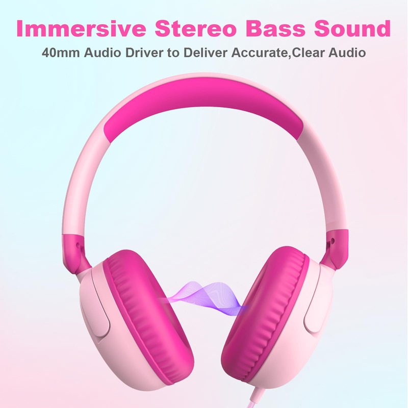 Kids Headphones for School, Wired HD Mic 3-15 Year for