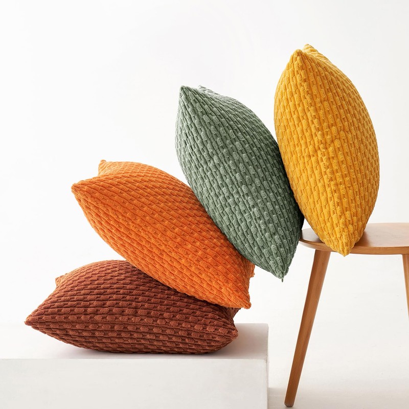 MIULEE Pack of 4 Rust-Sage Green Throw Pillow Covers 18x18