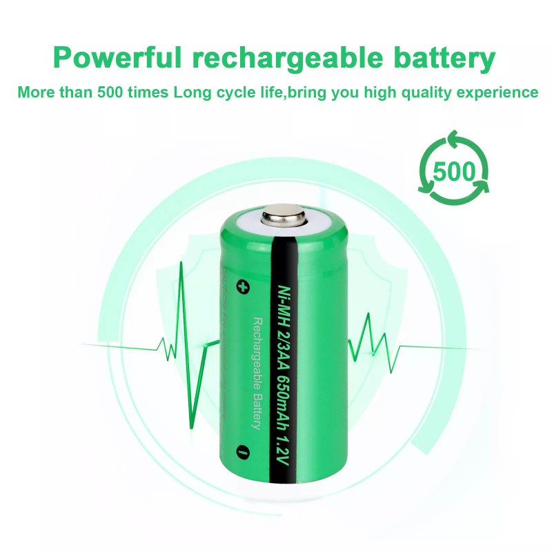 PKCELL 2x 2/3AA Solar Garden lights Batteries NI-MH Rechargeable Battery