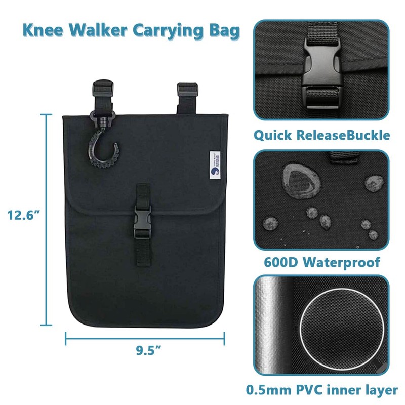 EDWERD Knee Walker Carrying Bag with Hook, Universal Foot Recovery