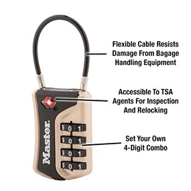 Master Lock Candado de combinación para TSA, Numérico, 1 paquete, Colores Variados