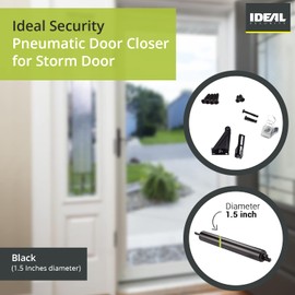 Ideal Security Pneumatic Lock for Screen Door, Black (1.25-2 Inches)
