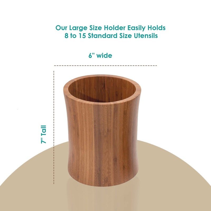 The Pretty Turtle Bamboo Kitchen Counter Utensil Crock Holder Caddy