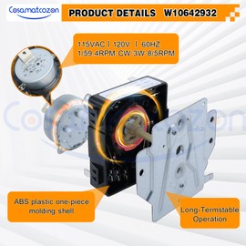 W10642932 W11409801 115VAC, 120V, 60HZ, 1/59.4RPM, CW, 3W, 8/5RPM Cosamatcozon Upgraded Dryer Timer Assembly - Compatible with Some Kenmore, Maytag and Whirlpool Dryers