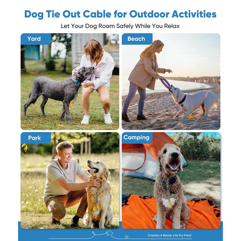Petbobi Dog Tie-Out Cable 20ft - Heavy-Duty 4mm Metal Cable
