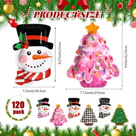 Umigy 120 Pcs Christmas Paper Plates Disposable Party Plates Holiday Party Plates Dinner Plates for Holiday Party Favors Holiday Dinner Tableware Decorations Supplies