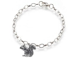 A35 Sitting Squirrel fine lead free English Pewter charm on a belcher link chain anklet bracelet