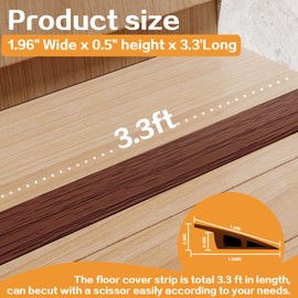 Threshold Floor Transition Strip 3.3ft, Double Sided Self-Adhesive PVC Floor Transition Strip, Doorway Threshold Ramp (Black Wood Grain, 2" Wide x 0.4" Height x 3.3'Long)
