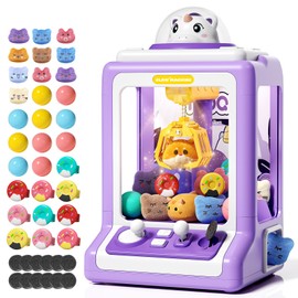 Jovow Claw Machine for Kids, Mini Vending Machine with Game Coins & Music, Prize Dispenser Toys for Girls and Boys, Electronic Claw Game Machine for Party Birthdays, Includes 30 Mini Toys
