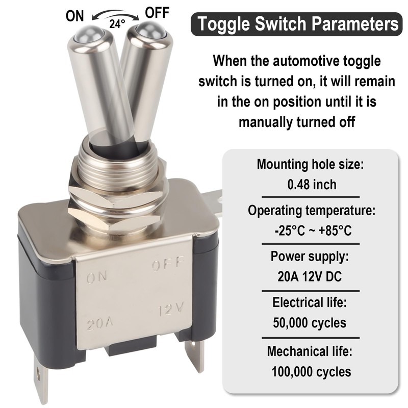 ecocstm 3 PCS LED Lighted Rocker Toggle Switch, 12V SPST