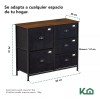 Kingshouse Comoda Cajonera De 5 Cajones Tela Estructura Acero Madera