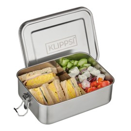 KLIPPSI® Stainless Steel Lunch Box 1200 ml with Divider, BPA-Free, Leak-Proof, Dishwasher and Oven-Safe, Sustainable Lunch Box for Children and Adults (1200 ml)
