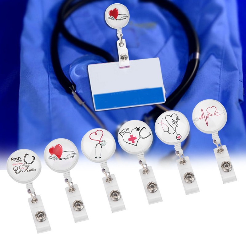 Retractable Badge Reel Clip Portable Nurse ID Name Card Badge