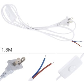 RTNLIT 2-Pack 6Ft Lamp Cord with Switch Button and Molded Plug, Stripped Ends Ready for Wiring(1.8m, White)