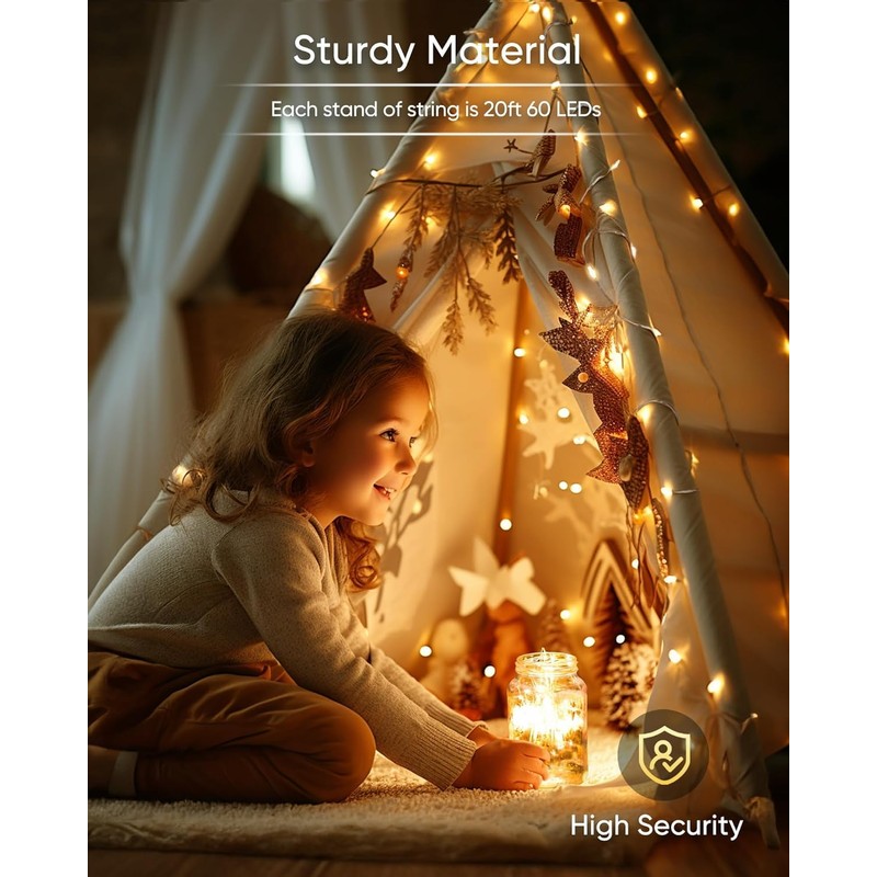 LSLCQW Fairy Lights 66 ft 200 LED USB Twinkle String