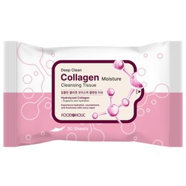 Foodaholic Deep Clean Collagen Moisture Cleansing Tissues (30 Sheets) / Portable, moisturizing deep cleansing / 푸드어홀릭 딥클린 콜라겐 모이스처 클렌징 티슈 30매 휴대용 촉촉한 딥클렌징