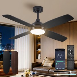 SILVER SWAN 42" Ceiling Fans with Lights, Low Profile Ceiling Fan with Lights and Remote Control, Dimmable, Reversible, 6-Speeds, Modern Ceiling Fans for Living Rooms,bedrooms and Kitchens,Black