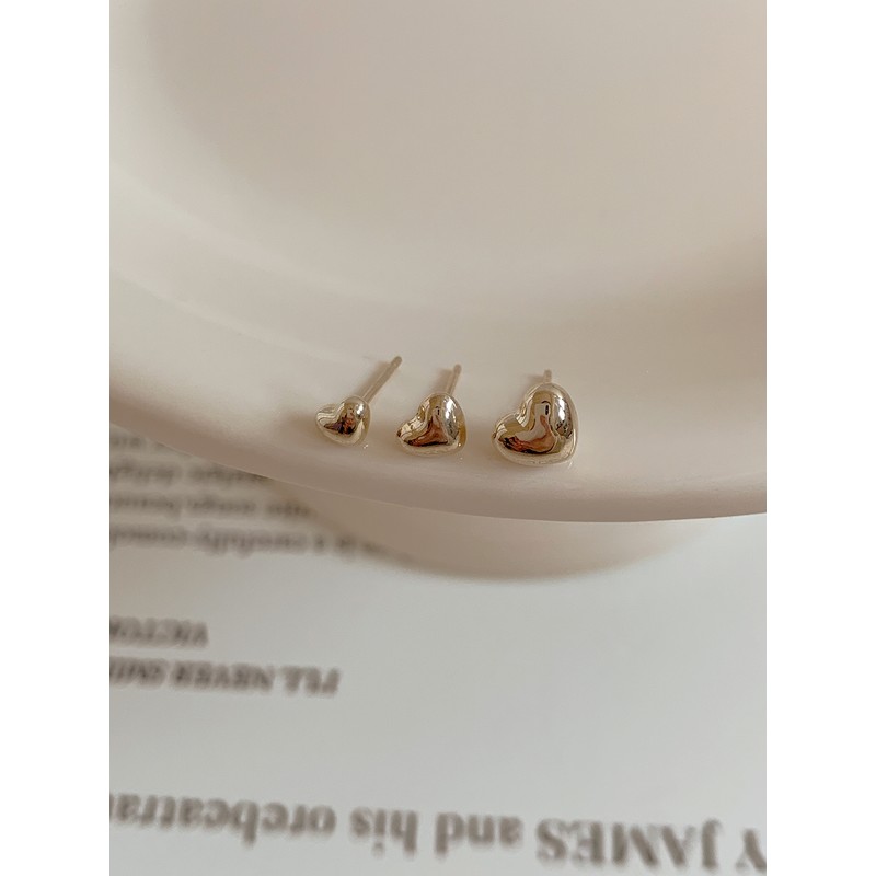 10k mini chubby heart earrings 3 sizes simple gold L