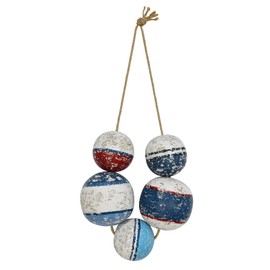 Morning View Fishing Floats Decor Wall Hanging Wooden Nautical Buoy Float Hanging Ornaments Wall Sculpture Decorative Coastal Buoy Balls Wall Art Rustic Beach Ocean Sea for Bathroom Home House 9 Inch