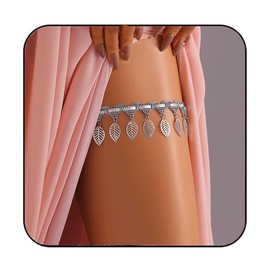 JEWEKY Silver Thigh Chain Leaf Garter Leg Chain Jewelry for Women