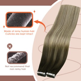 Sunny Hair Tape Hair Extensions Human Hair Ombre Dark Brown to Golden Blonde Mix Blondee Tape in Hair Extensions Real Human Hair Straight Hair Extensions Tape in Human Hair for Short 12inch 25G