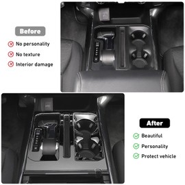 Linskip Center Console Gear Shift Panel Trim Compatible with Ford F150 2021 2022 2023, for F-150 Cup Holder Decor Cover, Chrome Interior Accessories