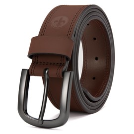 CHAOREN Leather Belts for Men - Mens Belts Leather 1.5" for Casual Jeans - Oval Hole Design Easy in Easy out