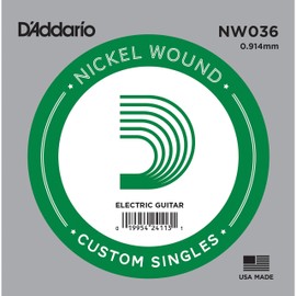 D'Addario NW036 .036 Nickel Wound Single String for Electric Guitar