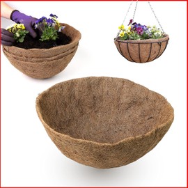 AMBARS Coco Fiber Liners - 12 inch Round Hanging Planters - Brown, Weather Resistant, Indoor/Outdoor