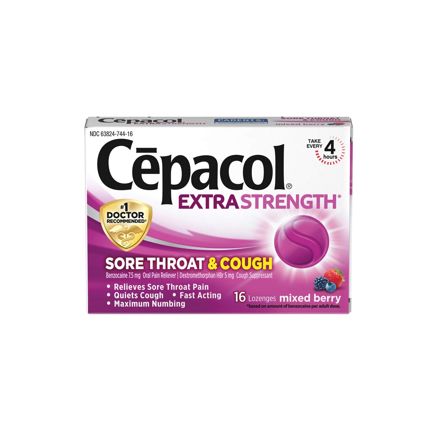 Cepacol Extra Strength Sore Throat Relief Lozenges, Mixed Berry Cough