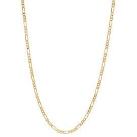 The Bling Factory 14K Gold Heavy Plated Chunky Nugget Textured Rectangular Pendant + 20" 2.4mm Figaro Chain Necklace Set