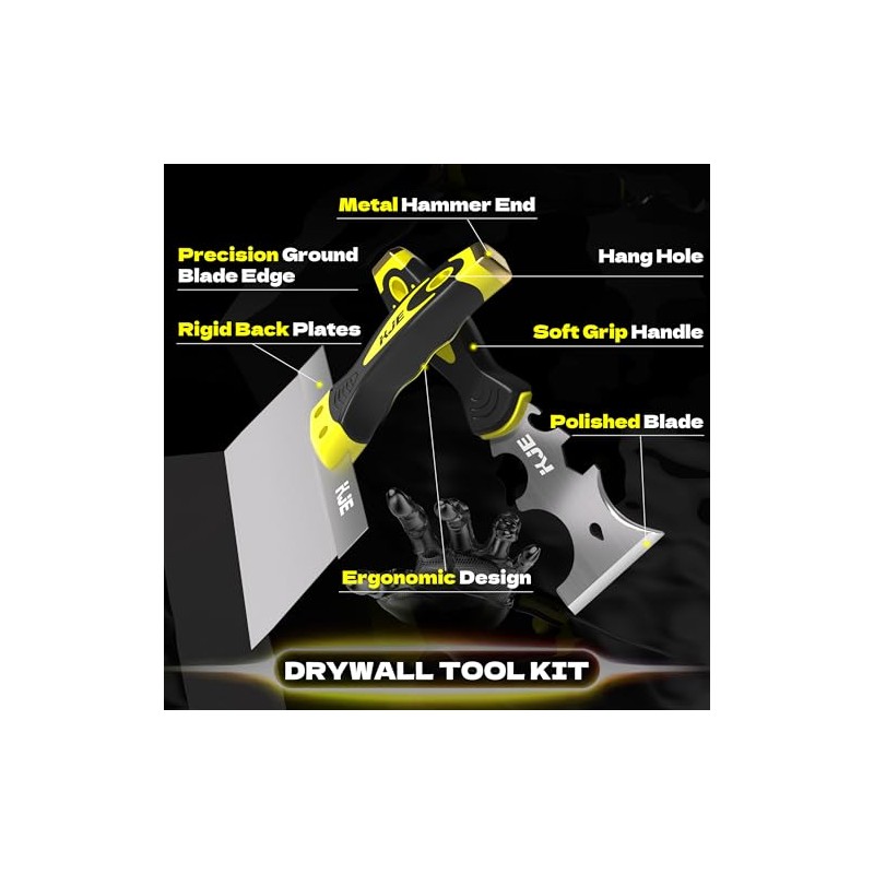 KJE 8PCS Drywall Tools, drywall knife set, drywall tool kit