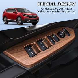 YOFAMO for Honda CRV 2017-2022 ABS Peach Wood Grain Inner Window Switch Panel Cover Trim for Honda CRV CR-V 2017 2018 2019 2020 2021 2022 LX EX Interior Accessories(Without Rear Seat Heating Buttons)