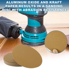 A ABSOPRO Sanding Discs 8 Inch 100 Grit Round Hook and Loop Sandpaper Aluminum Oxide Yellow 25 Pcs