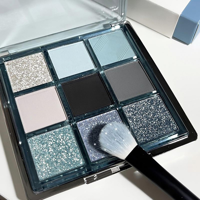 Glitter Eyeshadow Palette - 9 Shimmer Colors, Waterproof Eye Makeup