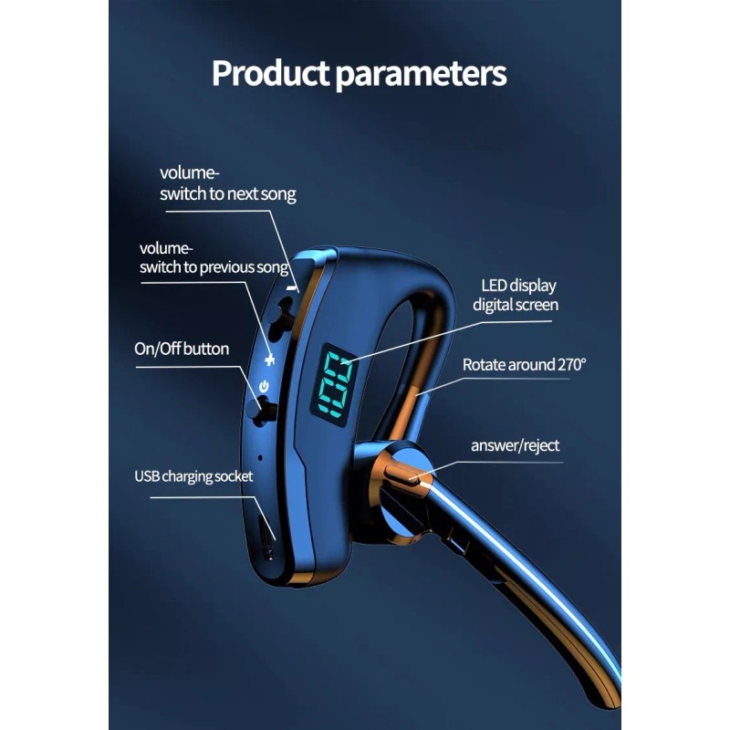 Pmarket Audífono V8s Indicador Led Bluetooth Llamada Libre Teléfono