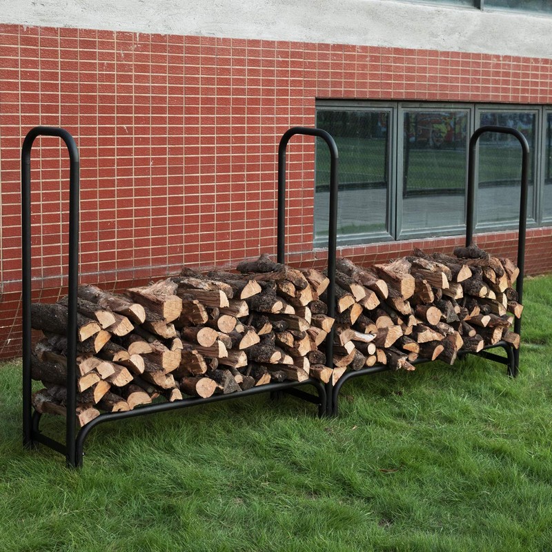 GASPRO 8FT Firewood Rack Outdoor with Cover, Adds Sturdy Middle