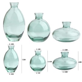 ATDORO 3 Pcs Mini Bud Vases, Clear Bud Vases for Flowers, Small Flower Vases Suitable for Birthday Party, Anniversary, Wedding Reception (Green)