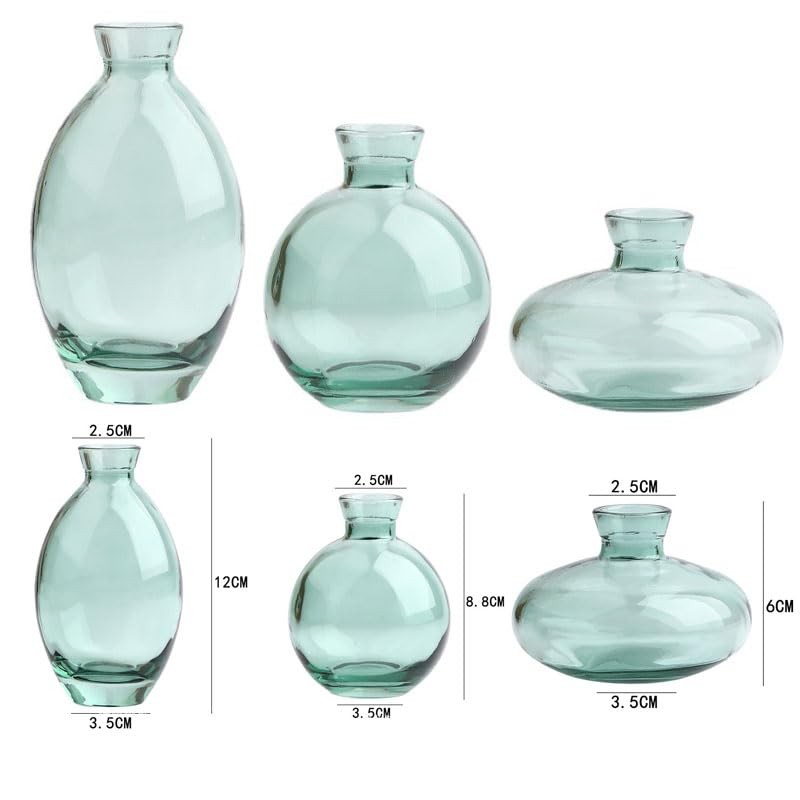 ATDORO 3 Pcs Mini Bud Vases, Clear Bud Vases for