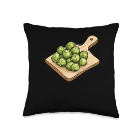 Brussels Sprouts On A Cutting Board Throw Pillow