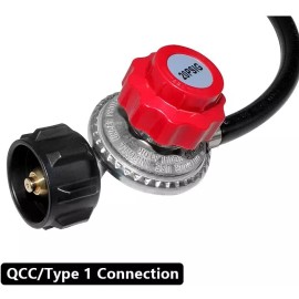 sashow 5FT High Pressure Propane 0-20PSI Adjustable Regulator with QCC1 Type Hose