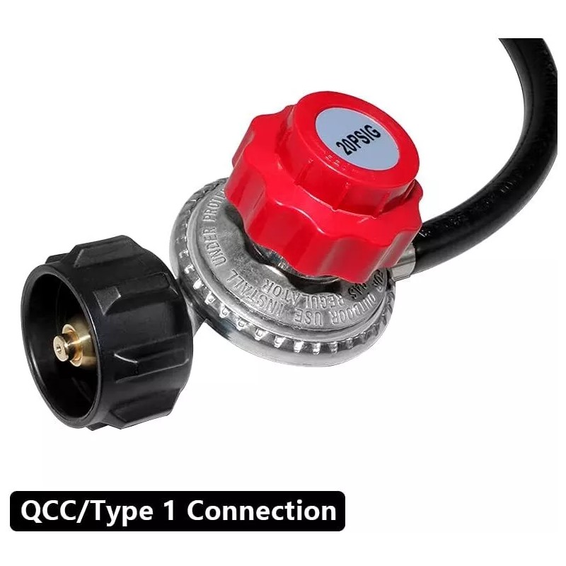 sashow 5FT High Pressure Propane 0-20PSI Adjustable Regulator with QCC1