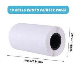 Ragyzity 10 Rolls Thermal Paper Till Rolls, Instant Camera for Kids Inkless Thermal Printing Paper, Thermal Printer Paper White, Portable Thermal Printing Camera Photo Paper Rolls, Easy to Replace