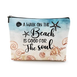 Funny Beach Gifts for Women Cosmetic Bag Travel Ocean Beach Vacation Essentials for Girls, Bestie, Friends, Summer Beaches Lover Makeup Bag Girls Trip Gifts Favors Stuff Birthday Christmas Graduation
