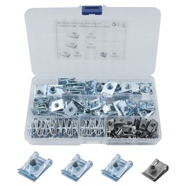 Aiyomi 80 Pieces Tin Nut Thread Clip Nut Set U-Type Tin Nuts M4 M5 M6 M8 Snap Nut Set with Storage Box Flat Angle Nut Mounting Assortment for Car