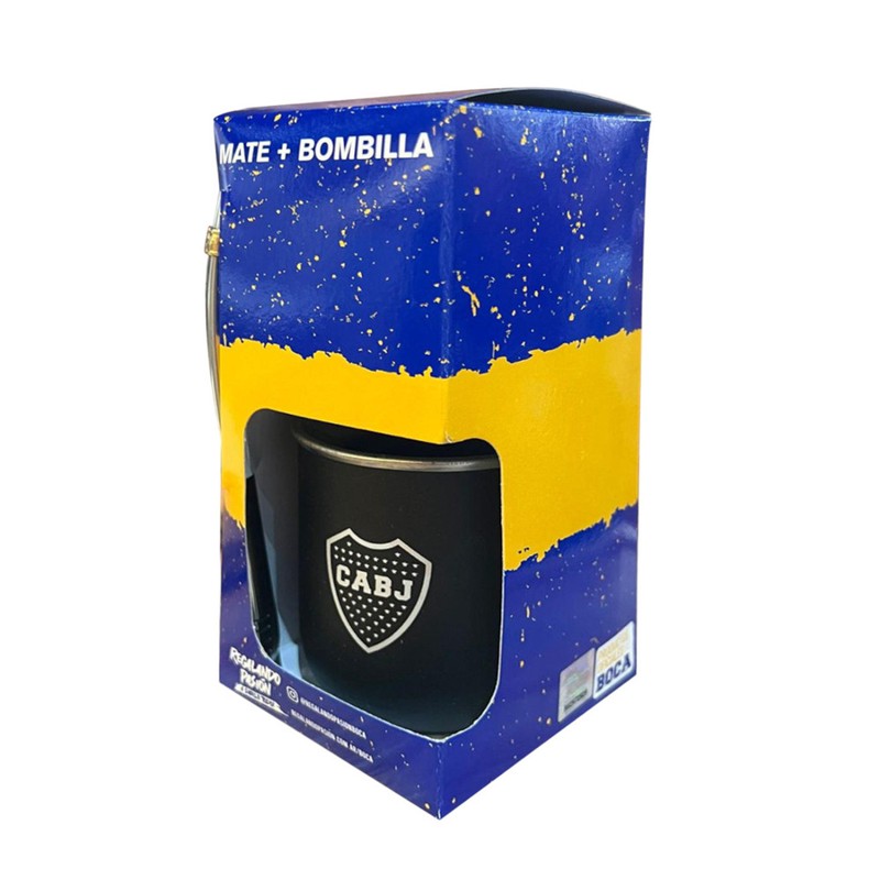 Regalando Pasion Mate Boca Juniors Black Stainless Steel Mate with
