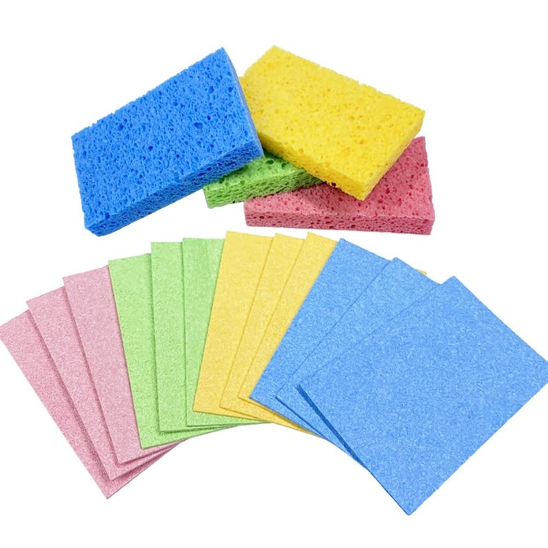 JIHUOO 12 Pcs Natural Cellulose Cleaning Sponges Reusable Washing Up